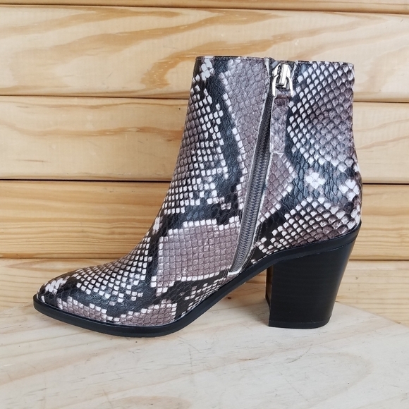 Heeled Ankle Boots Bootie Snake Print Side Zip NEW 14th & Union 5 US Braxten - Picture 5 of 10
